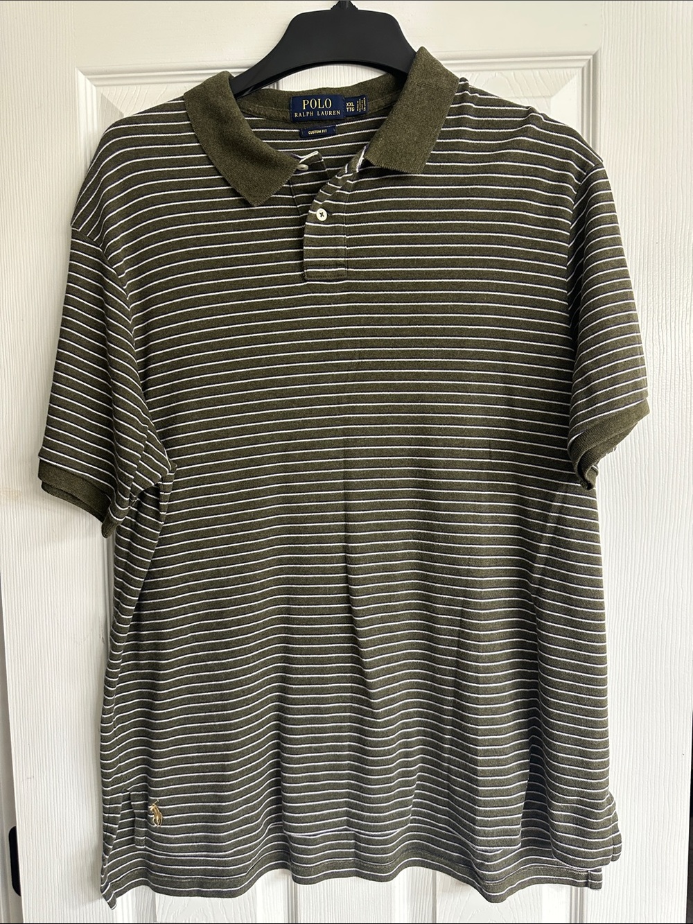 Polo by Ralph Lauren Olive Green and White Striped Polo